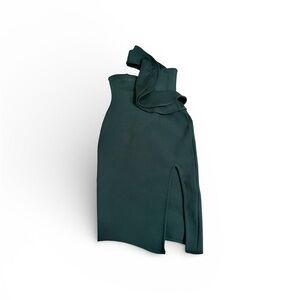 Elegant Dark Green One-Shoulder Dress
